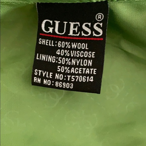 Guess winter coat. Green. Wool blend. Gently worn. - Picture 3 of 4